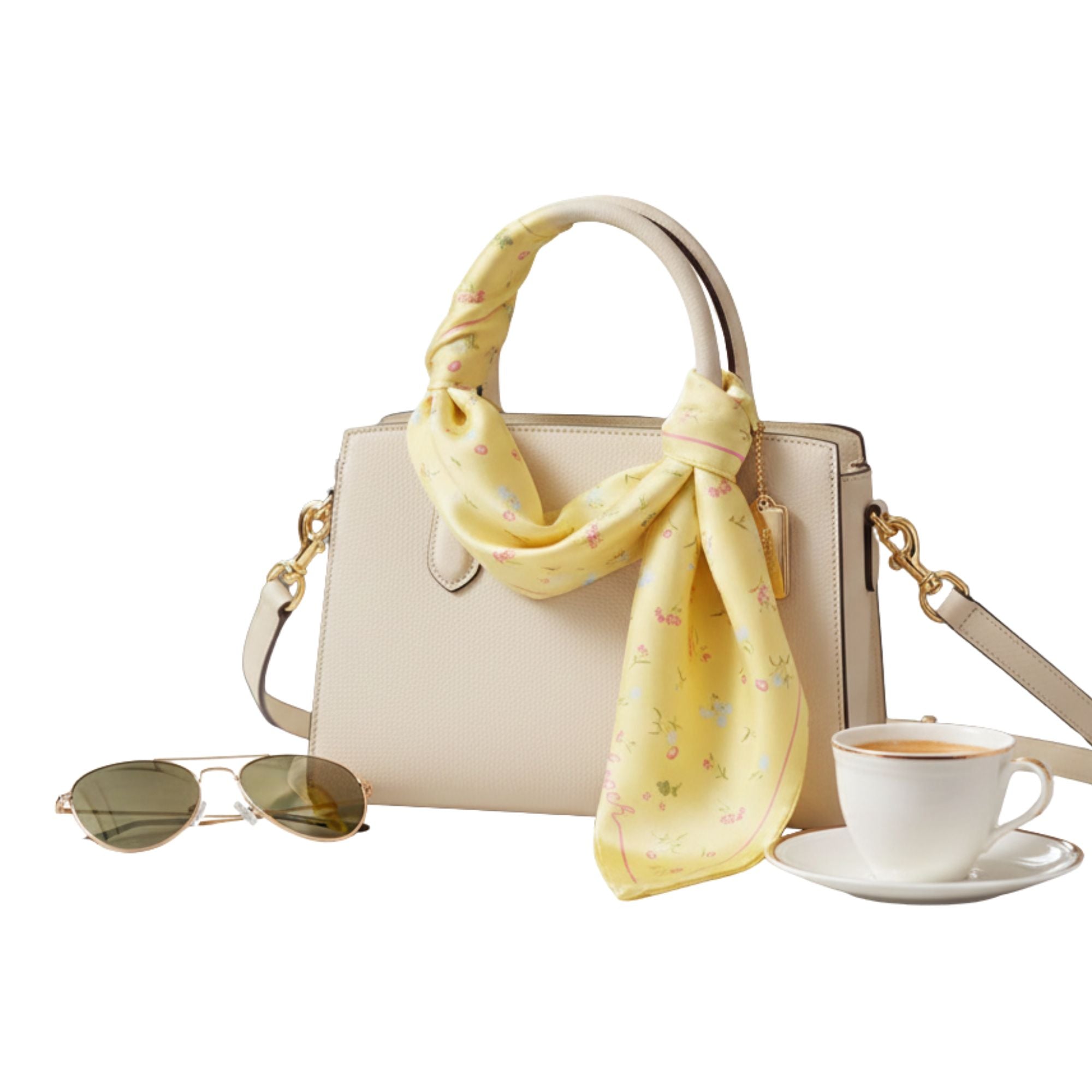 Pañuelo Coach Floral Print amarillo
