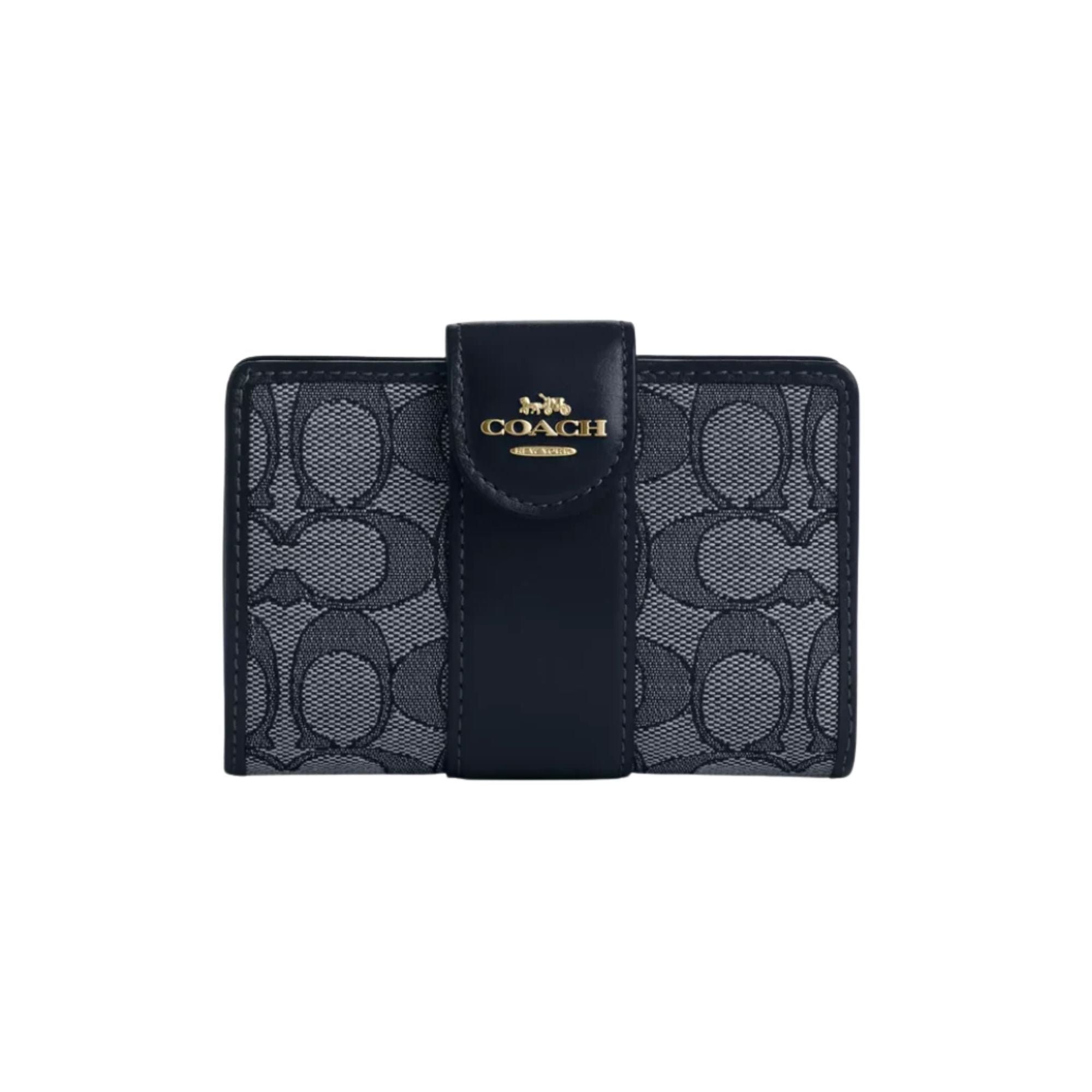 Billetera Coach mediana de tela monograma azul marino