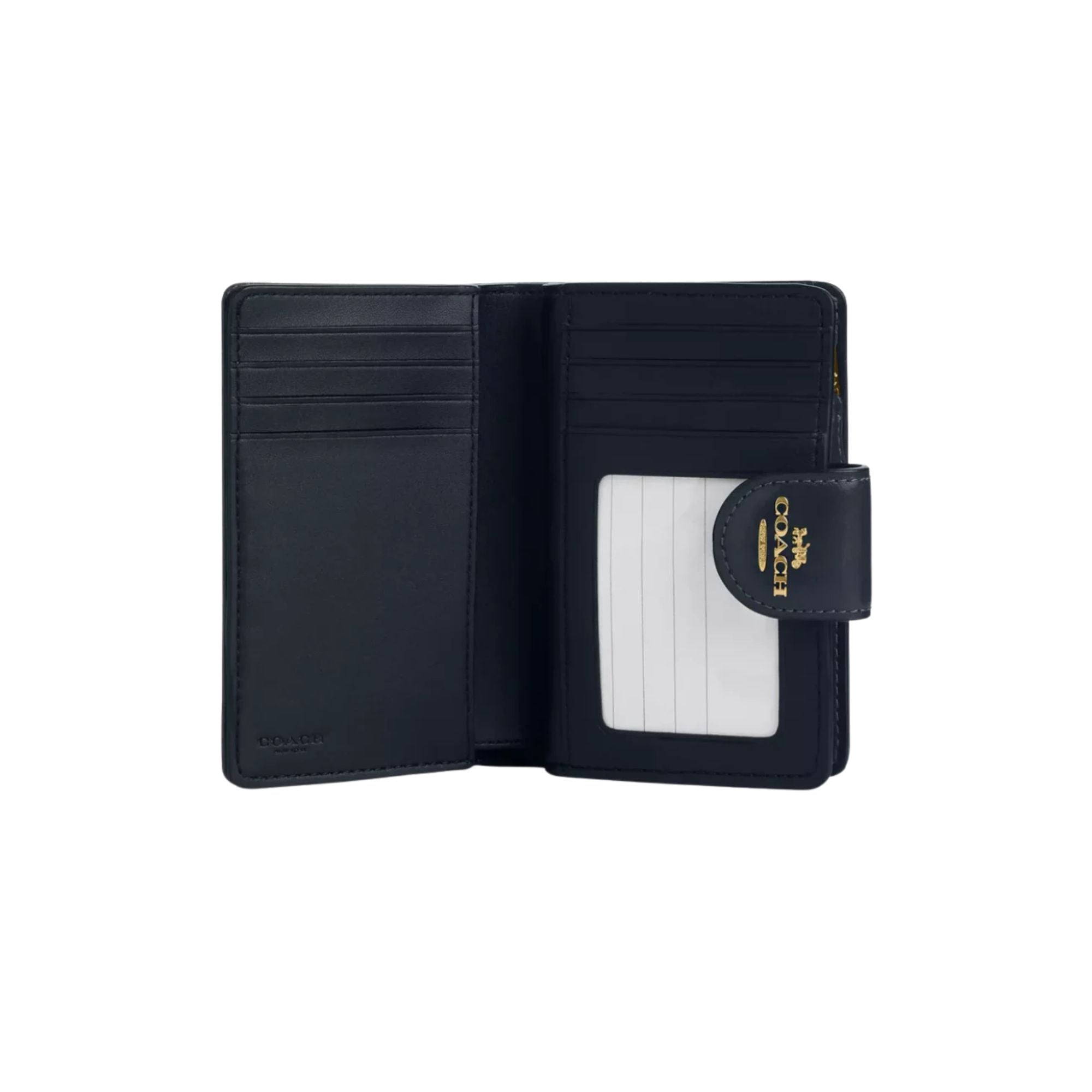 Billetera Coach mediana de tela monograma azul marino