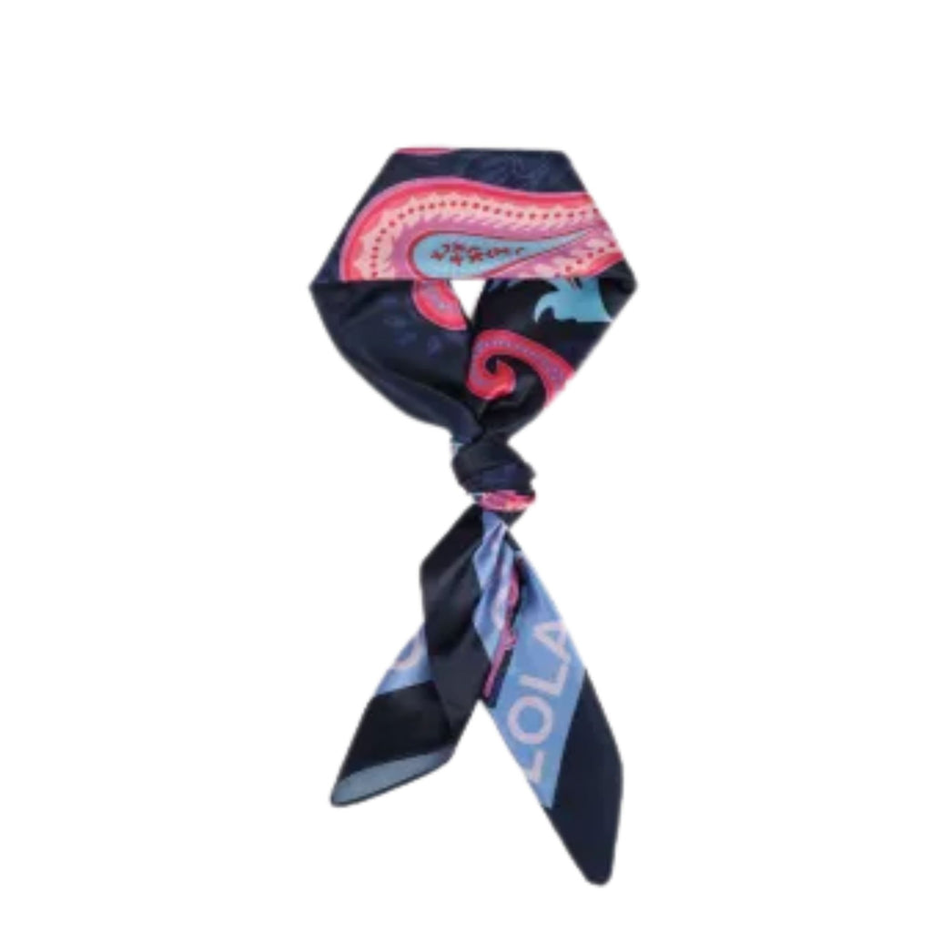Pañuelo Lola Casademunt Estampado Paisley Flores Calipso y Fucsia