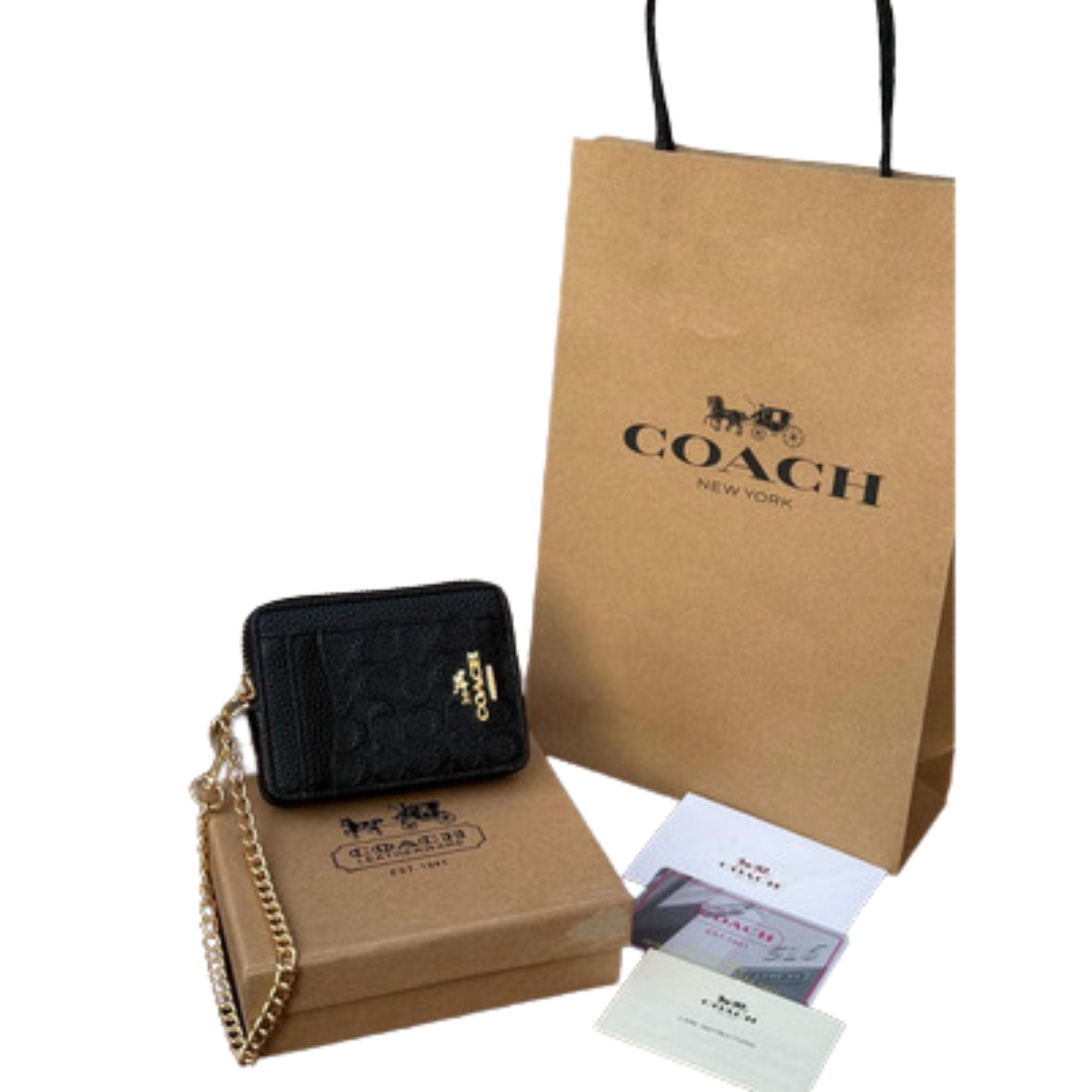 Billetera Coach pequeña Cuero diseños acolchado Negro
