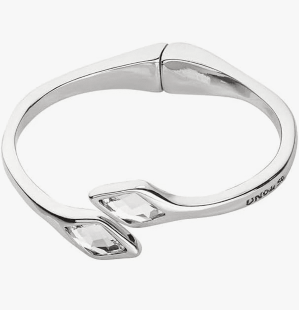 Pulsera Uno de 50 plateada dos rombos transparente