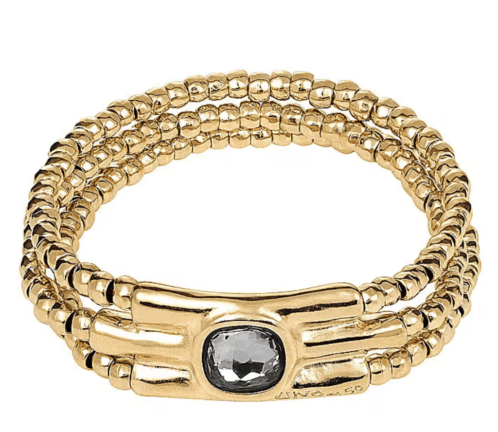 Pulsera Uno de 50 Doble baño de oro con piedra gris