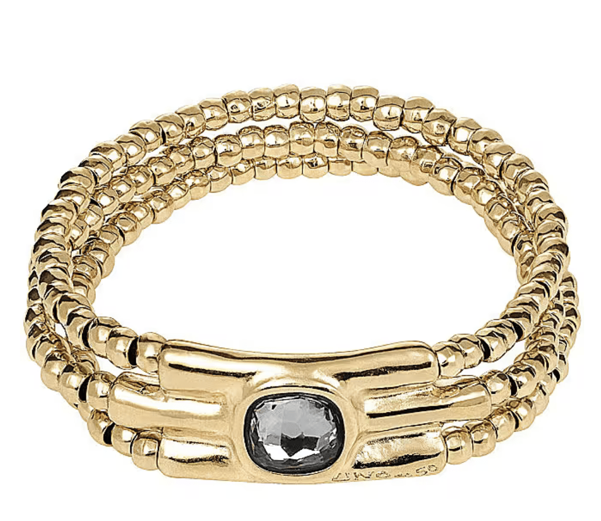 Pulsera Uno de 50 Doble baño de oro con piedra gris