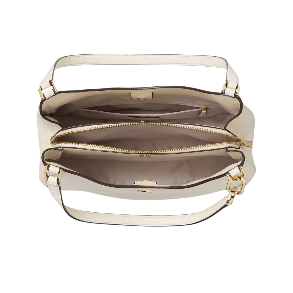 Cartera Kate Spade Kayla grande 3 separaciones de cuero Blanca