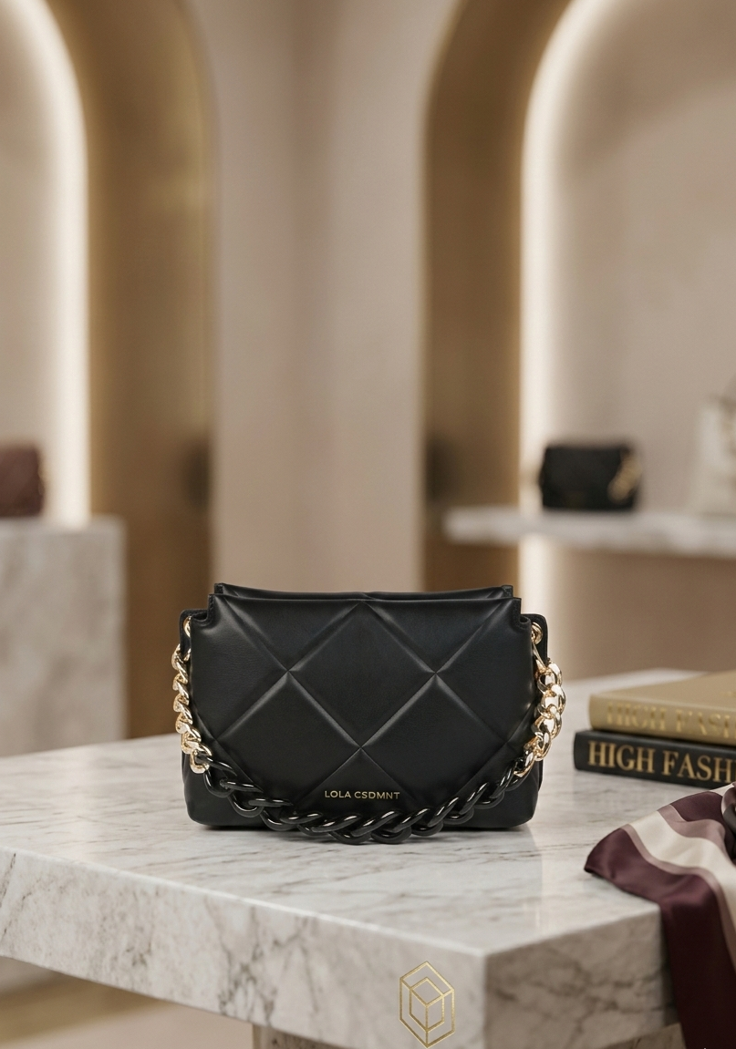 Cartera Lola Casademunt acolchada con cadena negra