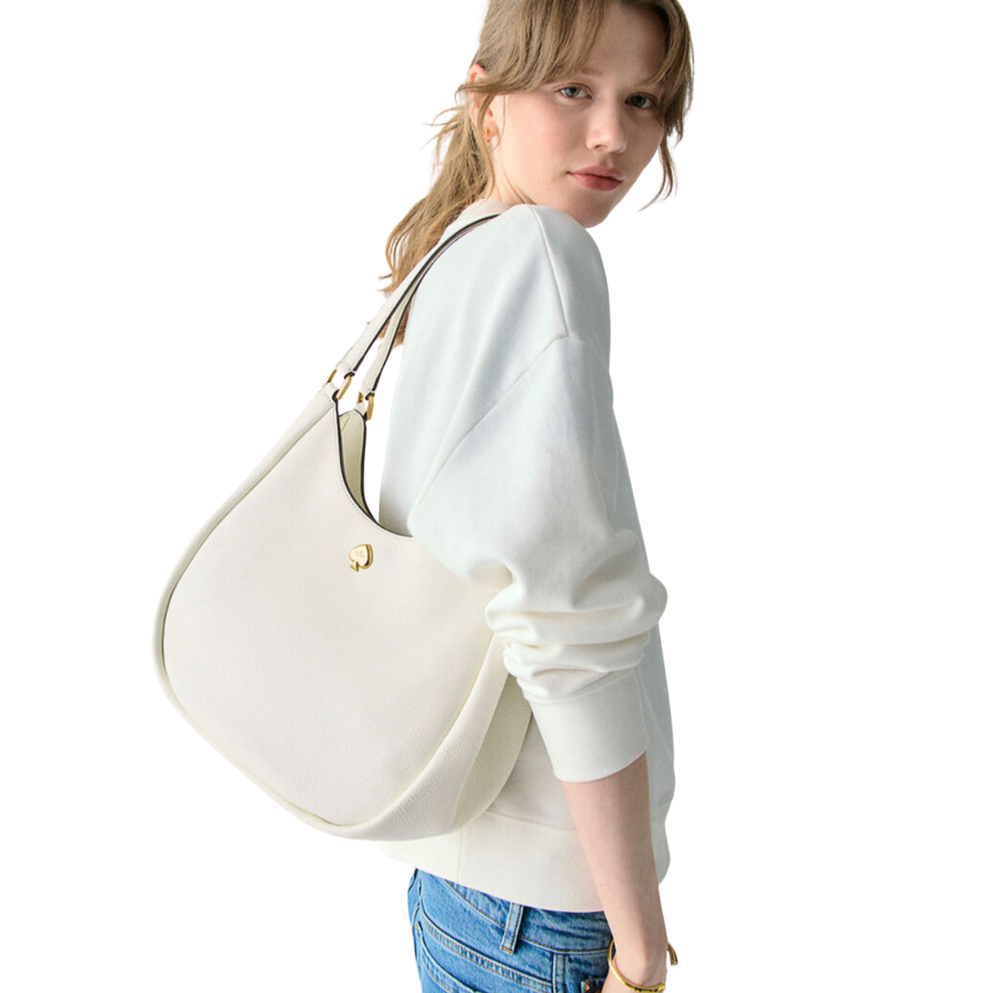Cartera Kate Spade Kayla grande 3 separaciones de cuero Blanca