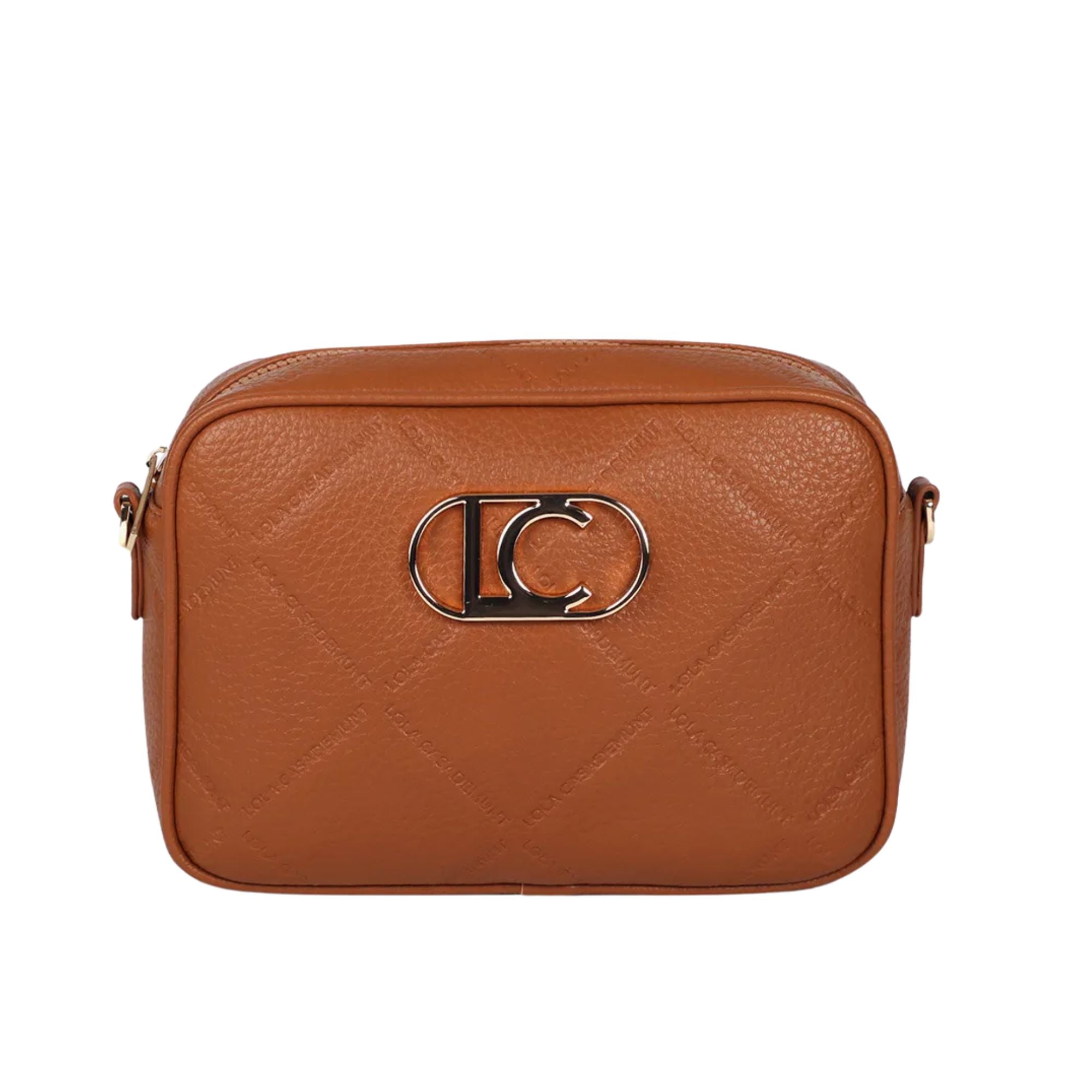 Cartera Lola Casademunt Rombos Logo Ovalado Camel