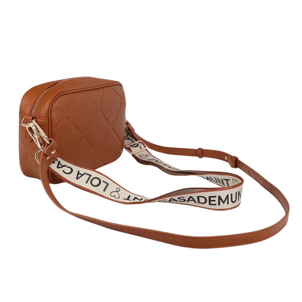 Cartera Lola Casademunt Rombos Logo Ovalado Camel