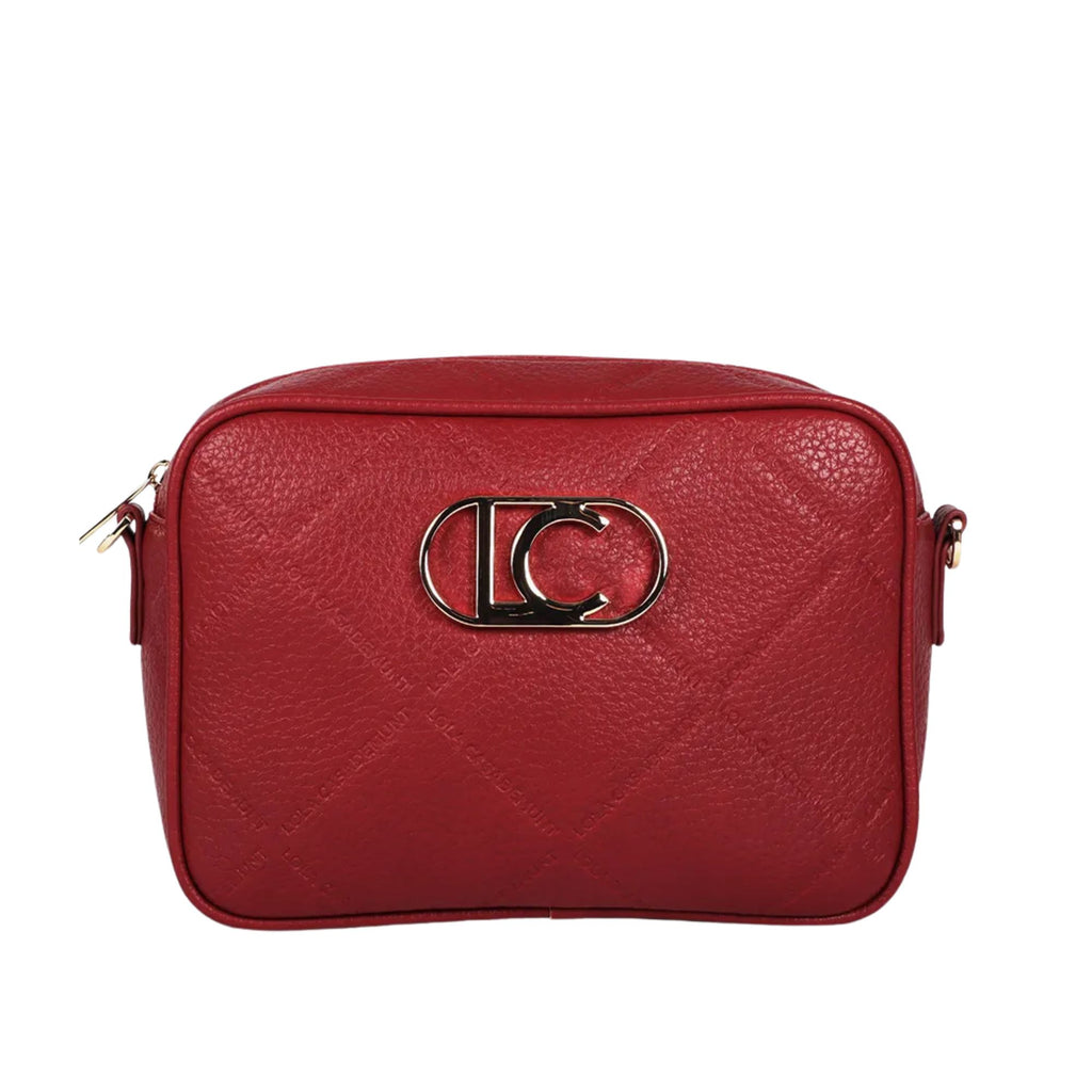 Cartera Lola Casademunt Rombos Logo Ovalado Rojo