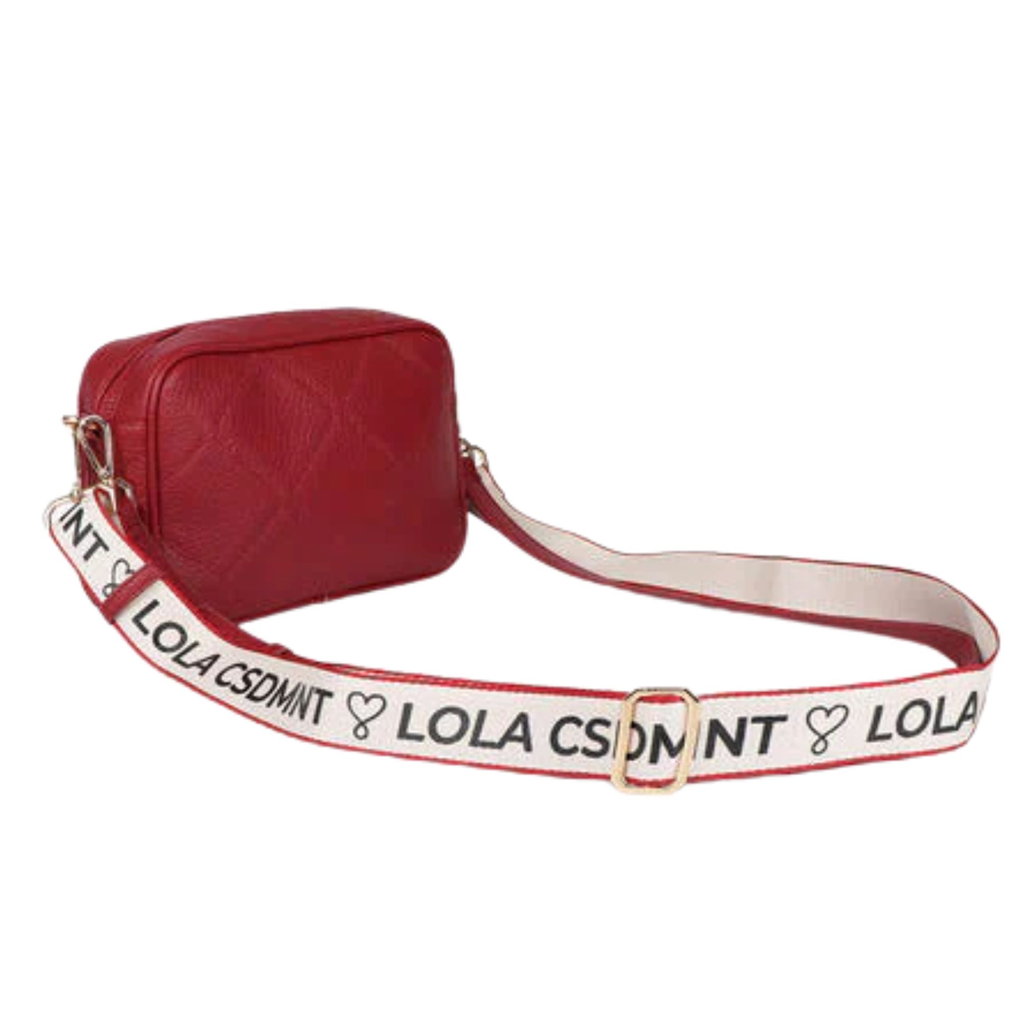 Cartera Lola Casademunt Rombos Logo Ovalado Rojo