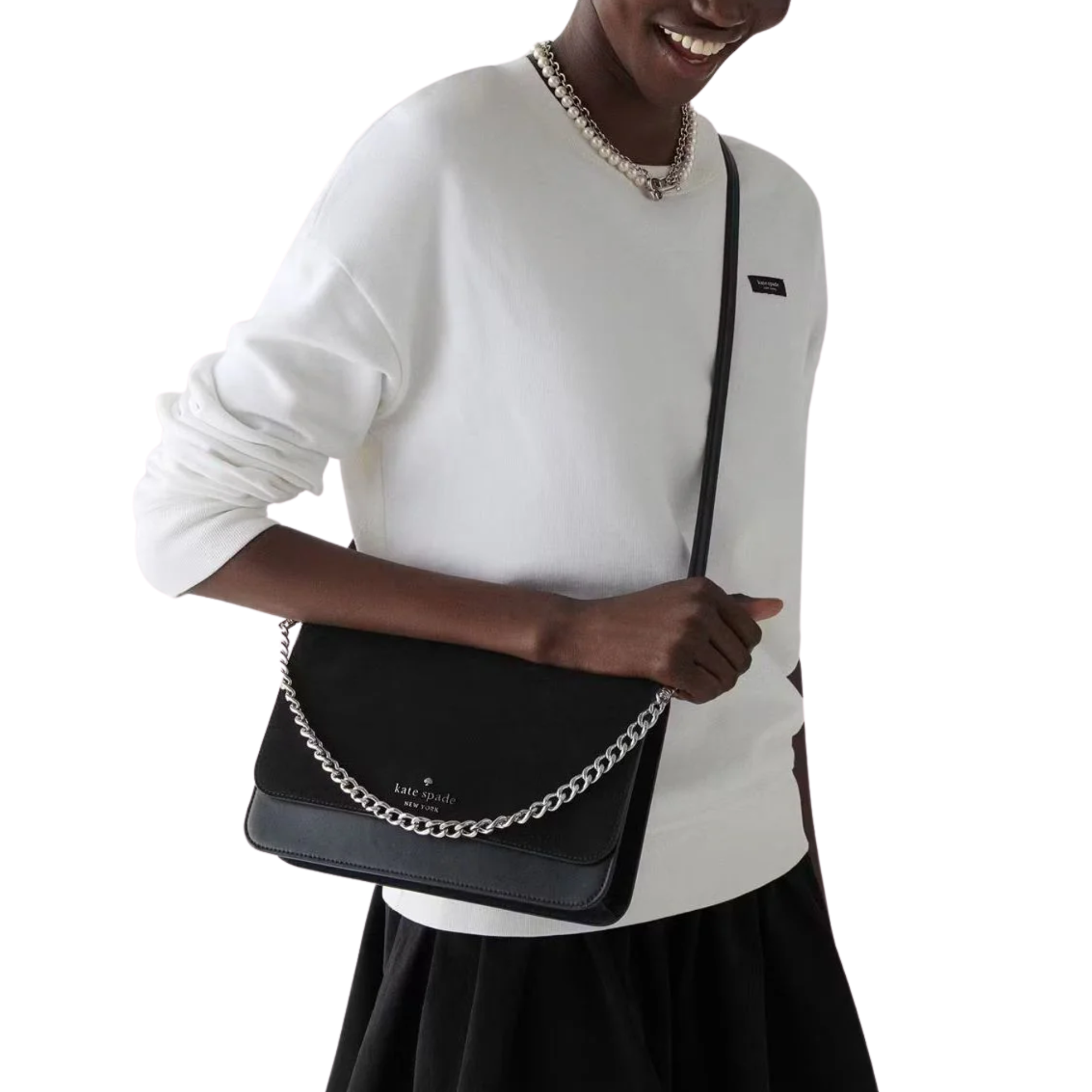 Cartera Kate Spade Madison Mixted Suede Negro Grande