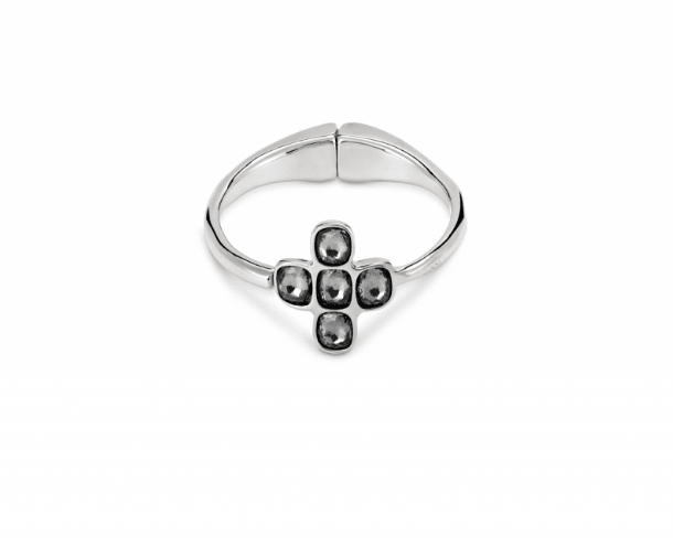 Pulsera Uno de 50 Oh lord Cruz con cristales grafito