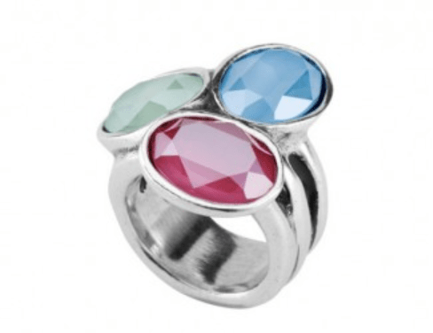 Anillo Uno de 50 Tesoro 3 piedras colores