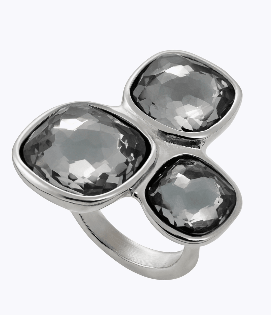 Anillo Uno de 50 Ladies de Plata con 3 piedras cuadradas grises