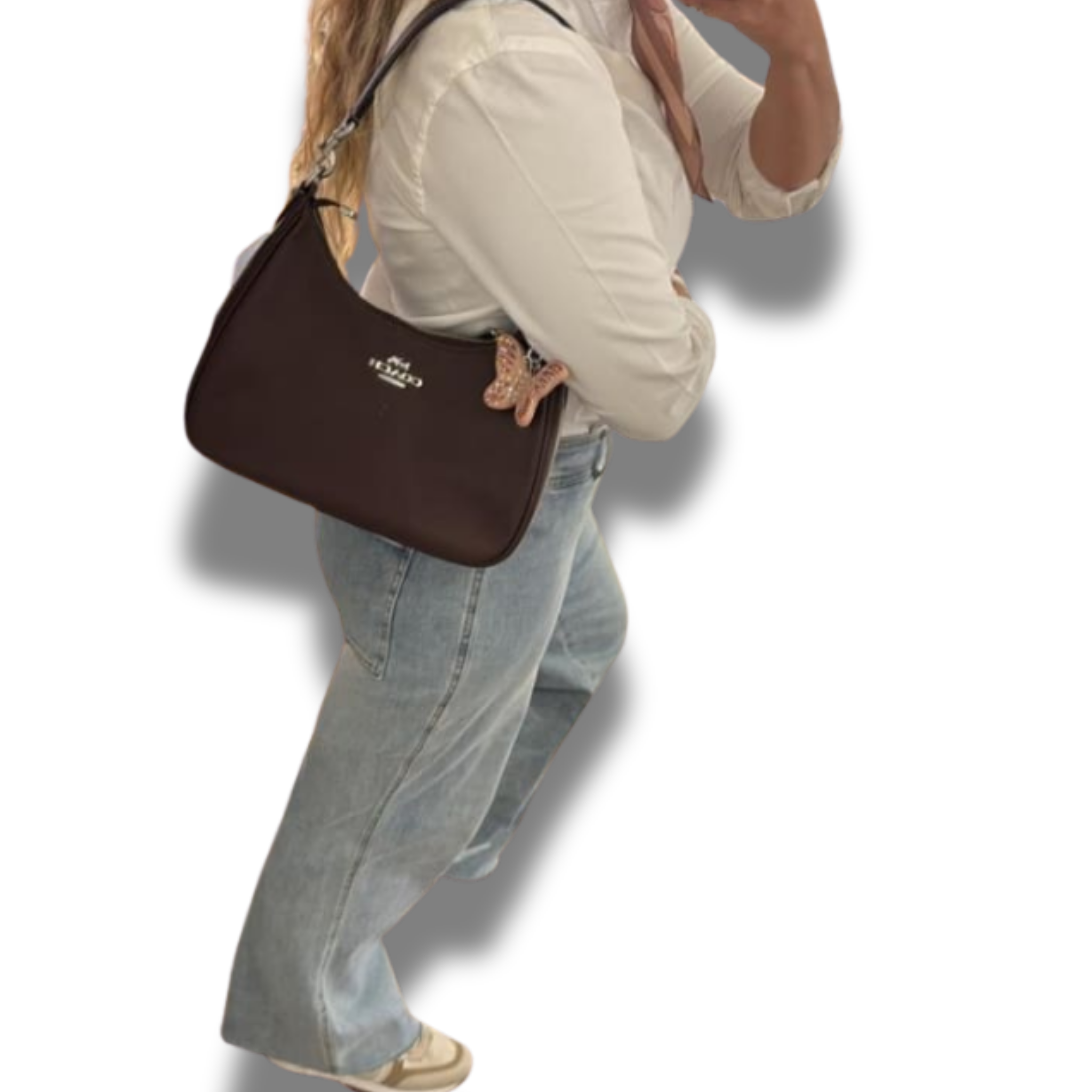 Cartera Coach Teri Hobo Cuero Cafe Moro + llavero