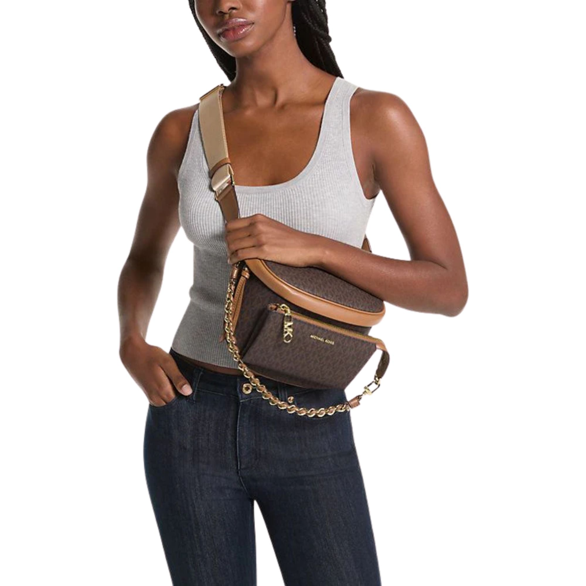 Riñonera Michael Kors Monograma Cafe