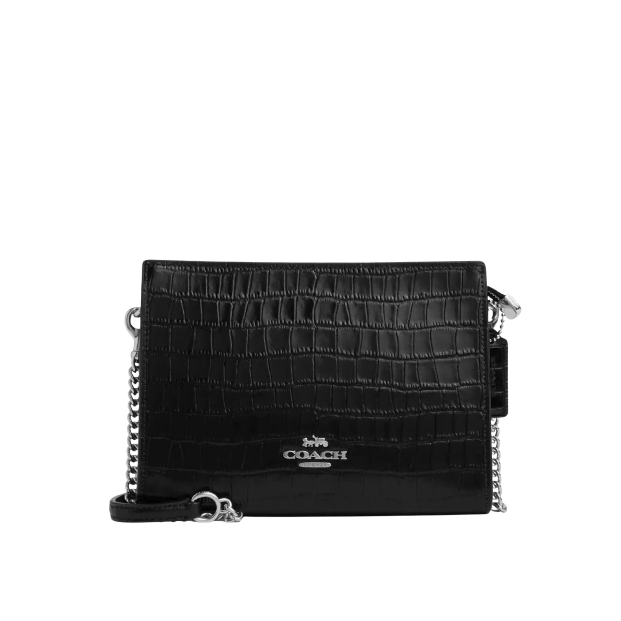 Cartera Coach Crossbody cuero cocodrilo negro