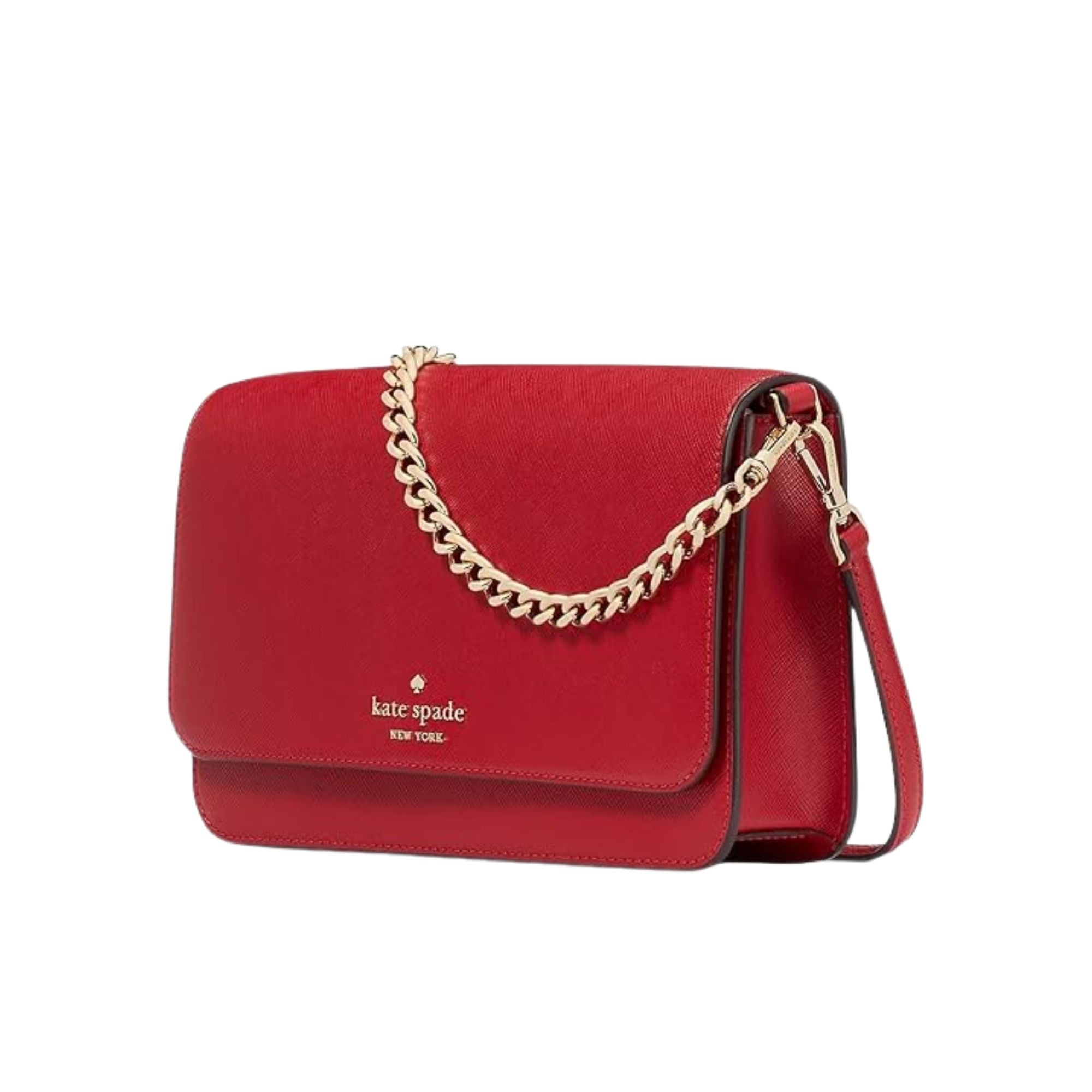 Cartera Kate Spade Madison Rectangular Mediana Cuero Metalizado Roja