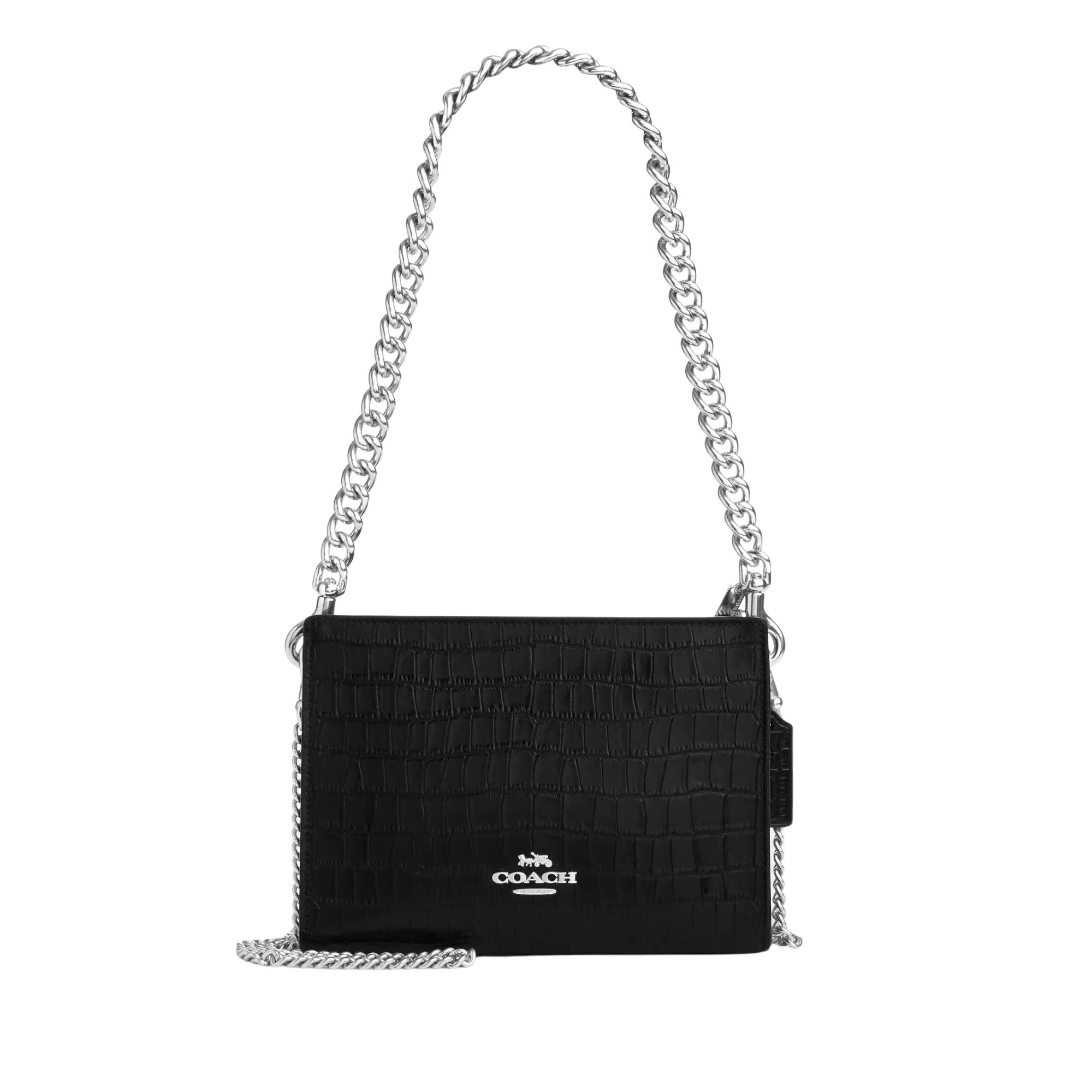Cartera Coach Crossbody cuero cocodrilo negro