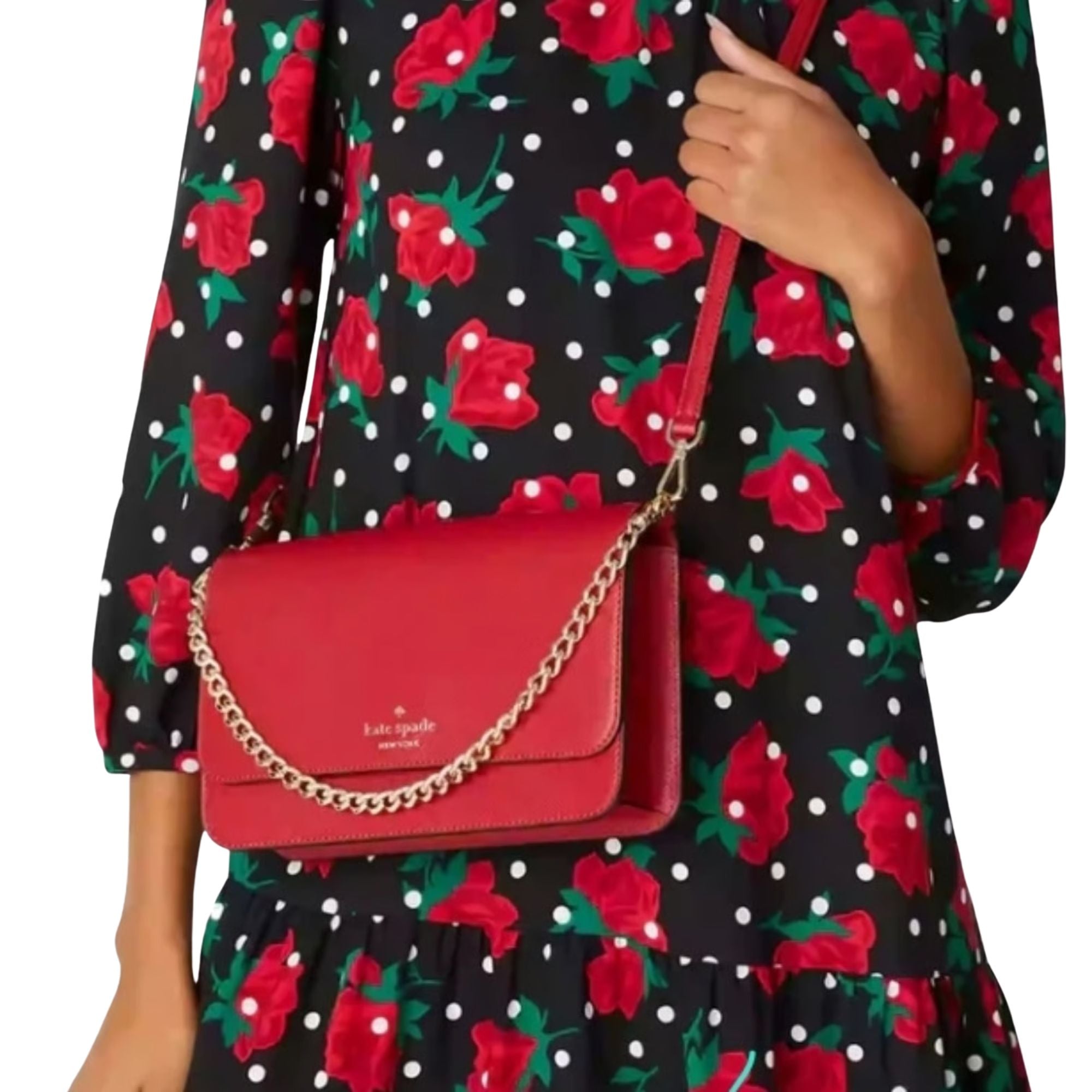 Cartera Kate Spade Madison Rectangular Mediana Cuero Metalizado Roja
