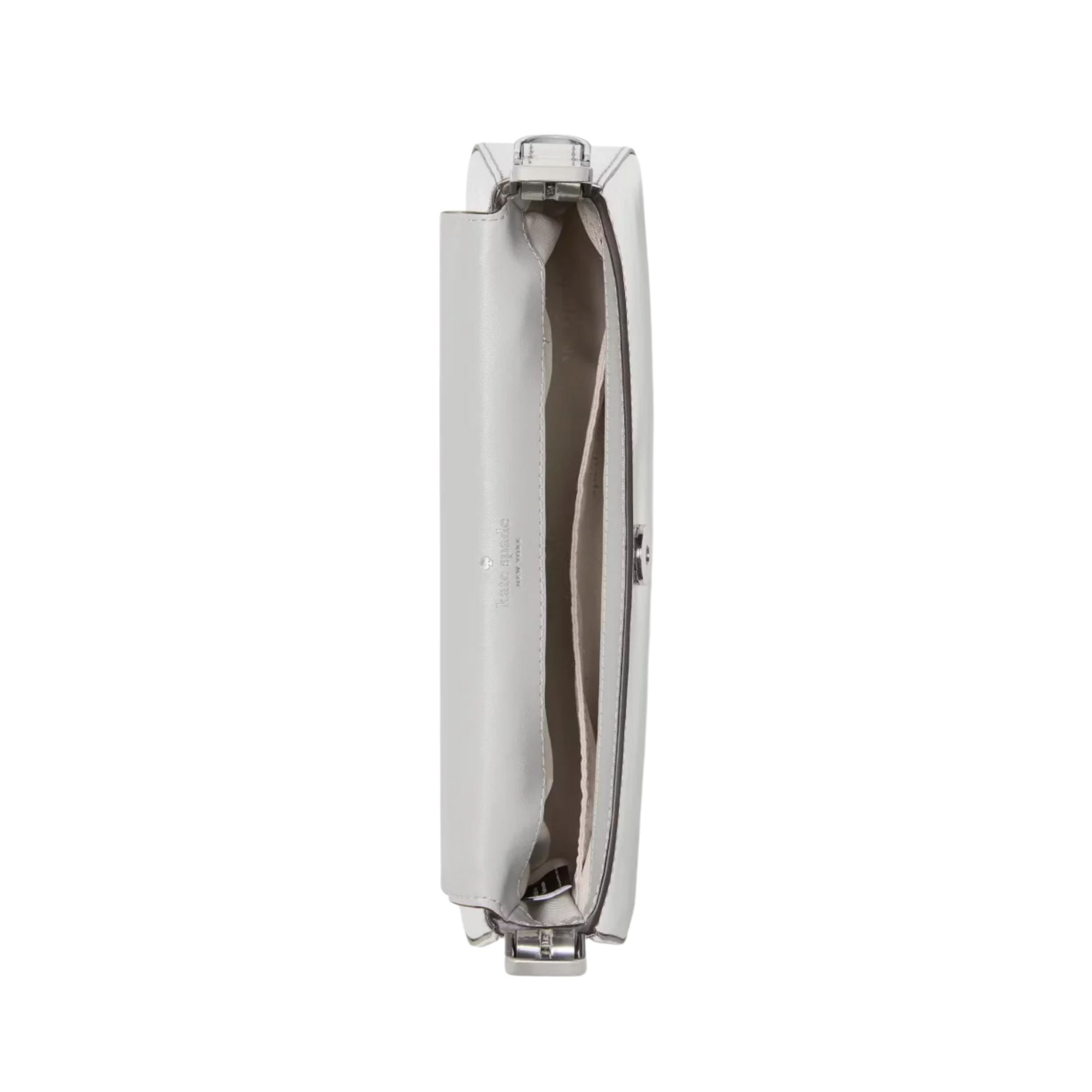 Cartera Kate Spade Patent rectangular metalica plateada