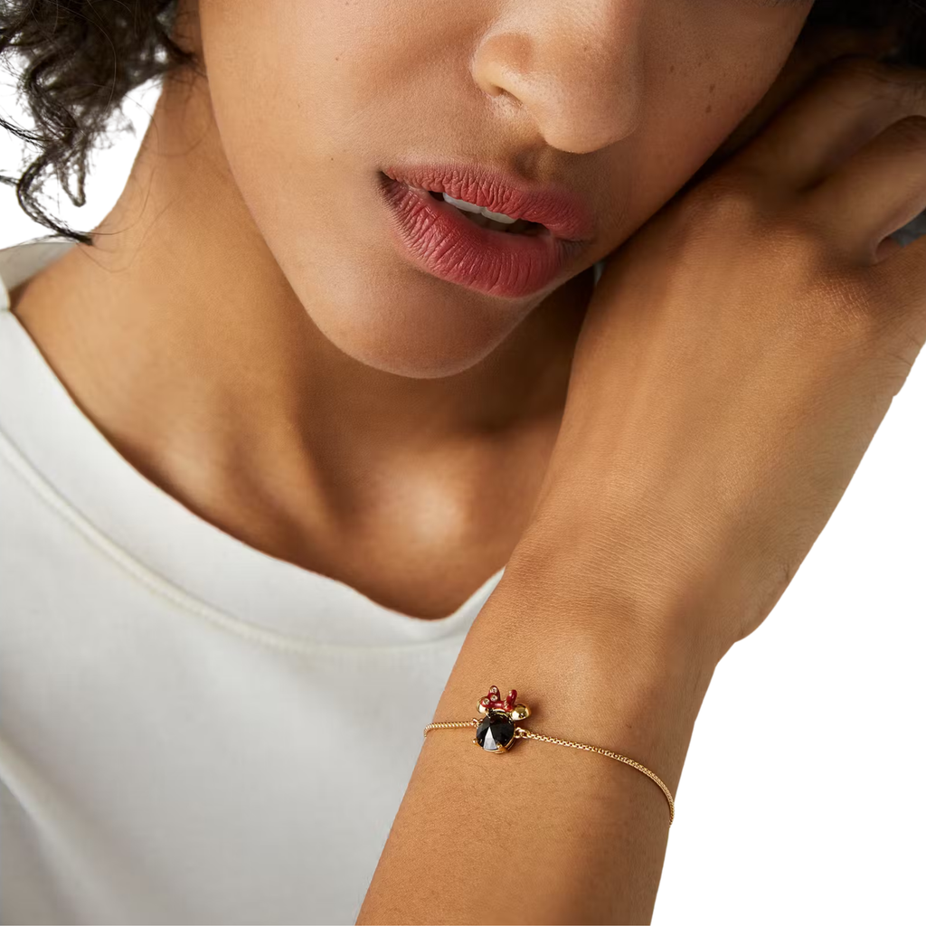 Pulsera Kate Spade Minnie circon negro cadena dorada