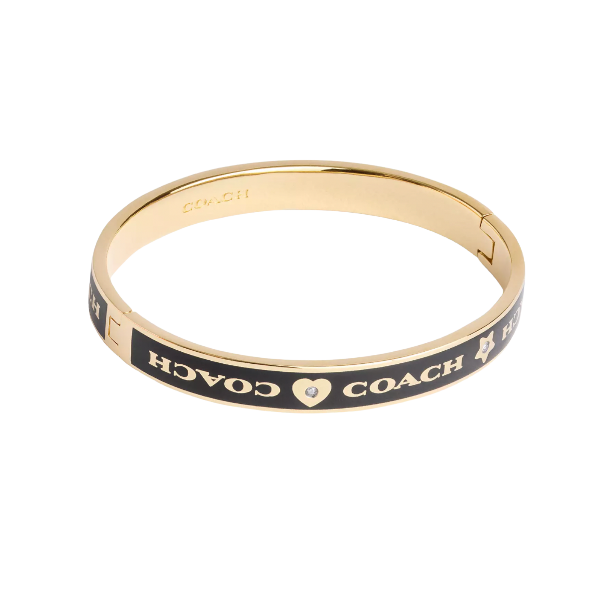 Pulsera Coach letras dorada fondo negro