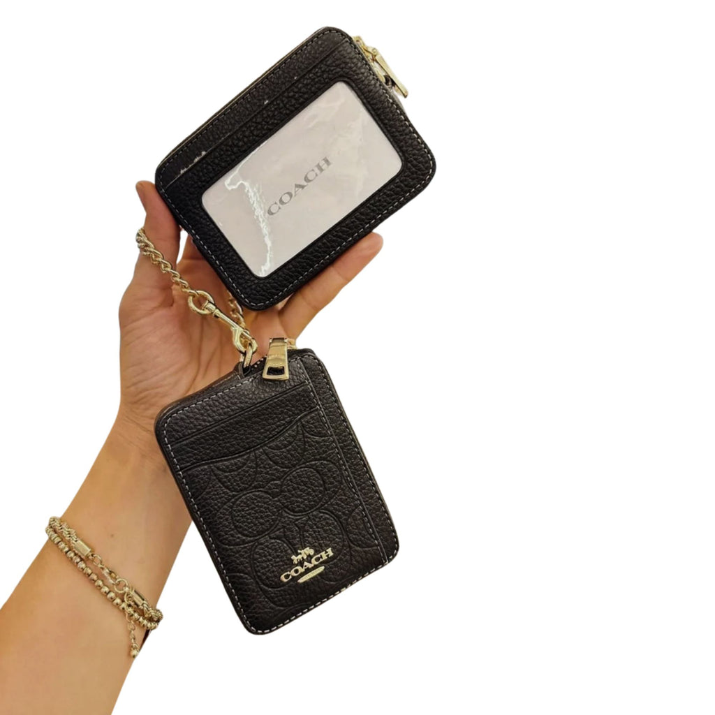 Billetera Coach pequeña Cuero diseños acolchado Negro