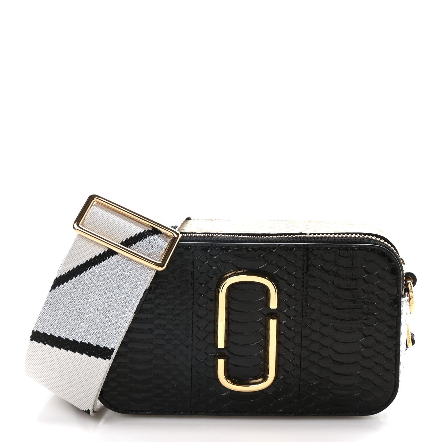Cartera Marc Jacobs Snapshot Cuero serpiente negro - beige