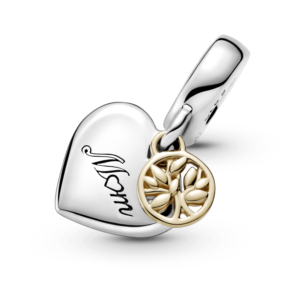 Charm Pandora Colgante De Dos Tonos Arbol De Familia Y Corazon