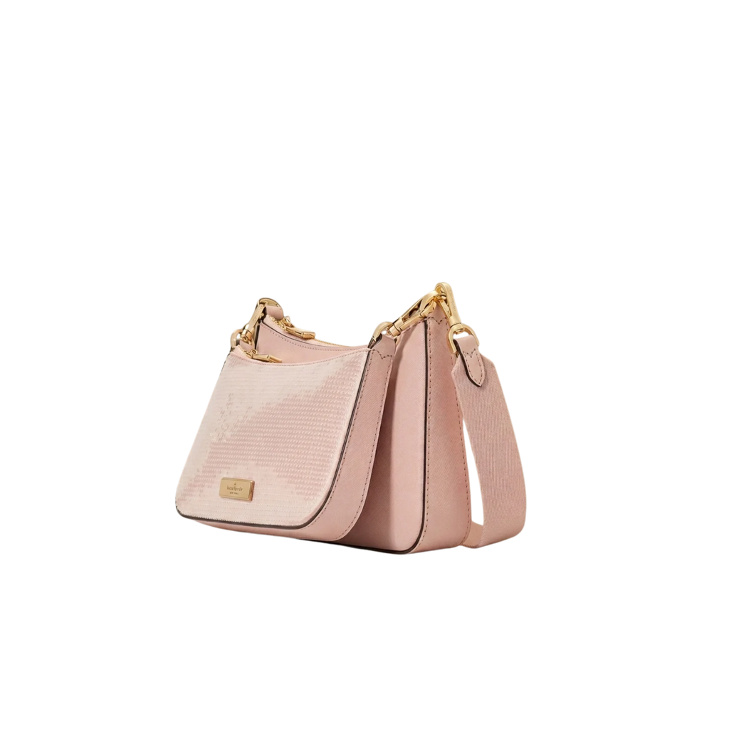 Cartera Kate Spade Duet Doble Crossbody con brillantes Rosa palo