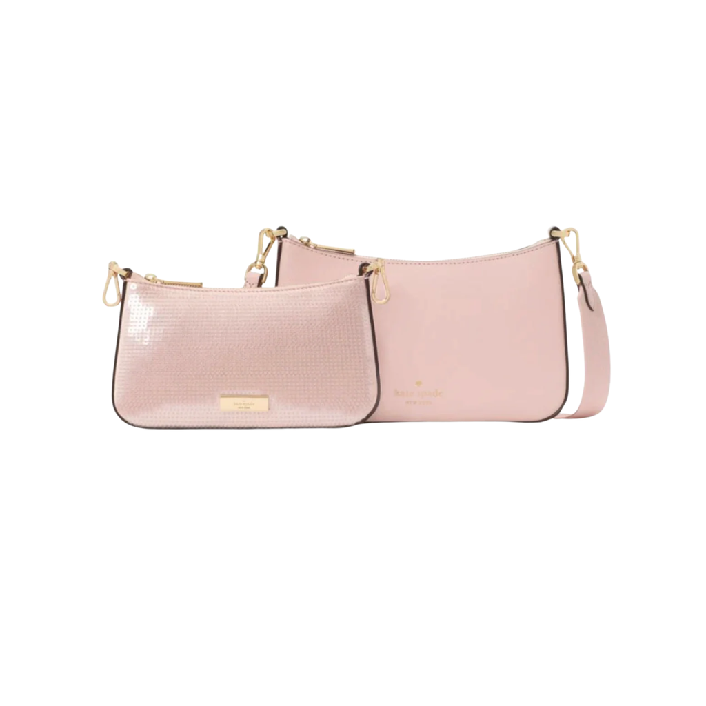 Cartera Kate Spade Duet Doble Crossbody con brillantes Rosa palo