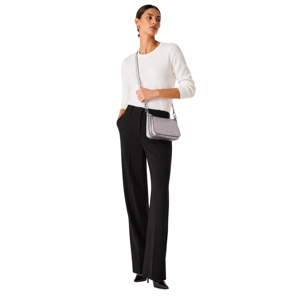 Cartera Kate Spade Duet Doble Crossbody Glitter Lila Platinado