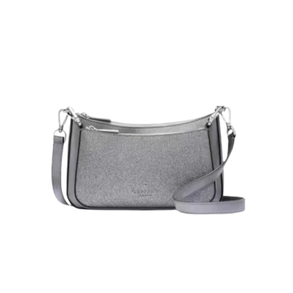 Cartera Kate Spade Duet Doble Crossbody Glitter Lila Platinado