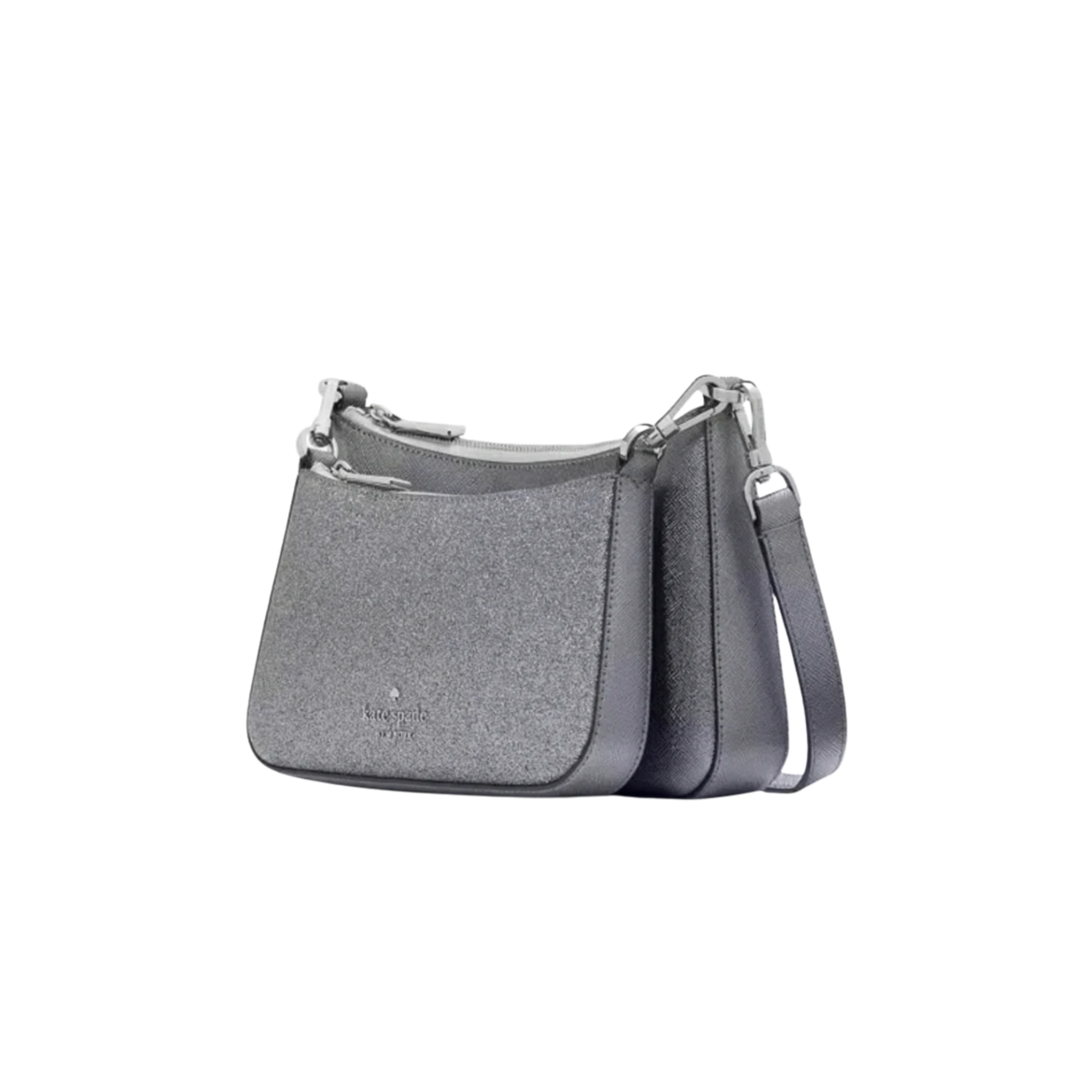 Cartera Kate Spade Duet Doble Crossbody Glitter Lila Platinado