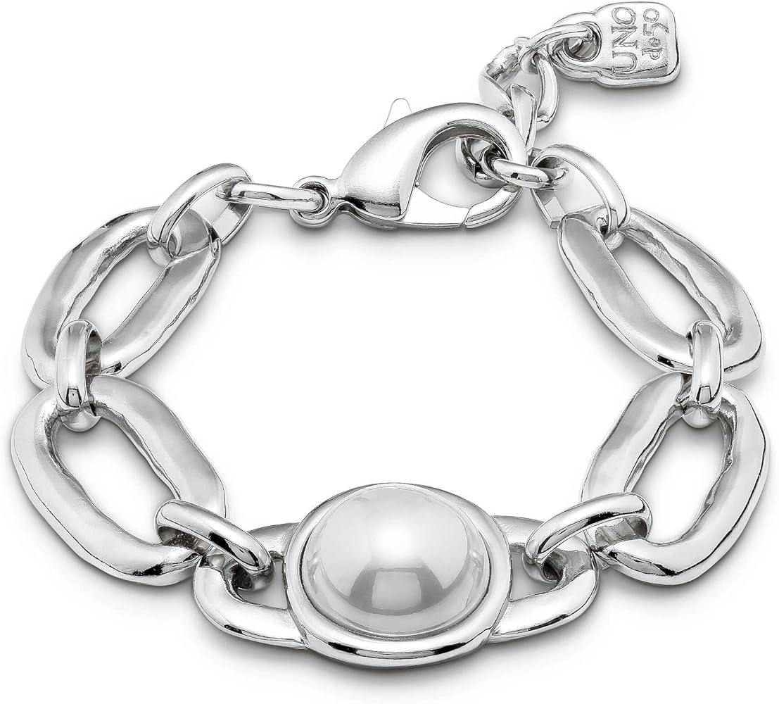 Pulsera Uno de 50 nueva coelccion mall redondo con 4 puntas sosteniendo una perla al centro grande