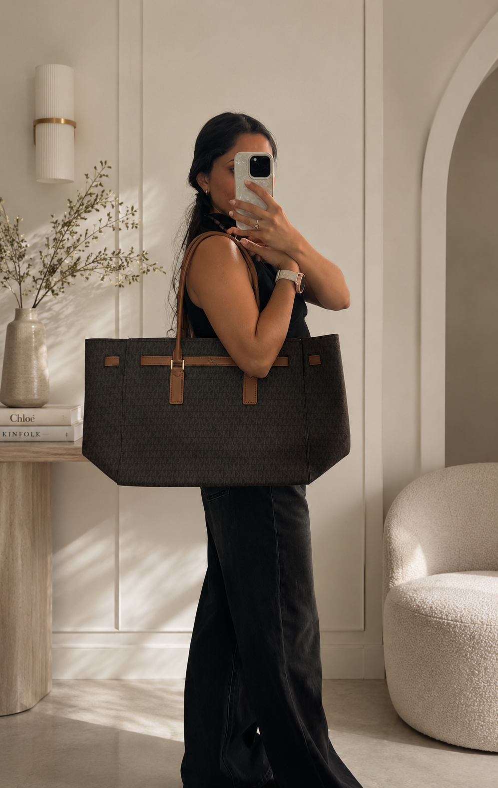 Bolso Michael Kors Hamilton Moderne monograma Cafe