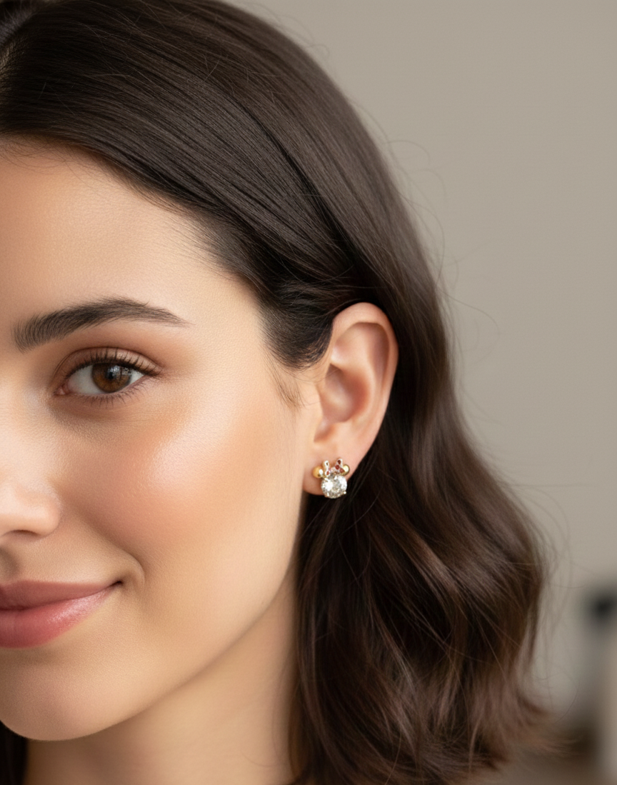 Aros Kate Spade minnie circones transparentes dorados