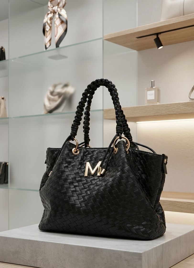 Cartera Lola Casademunt Material Trenzado Negro