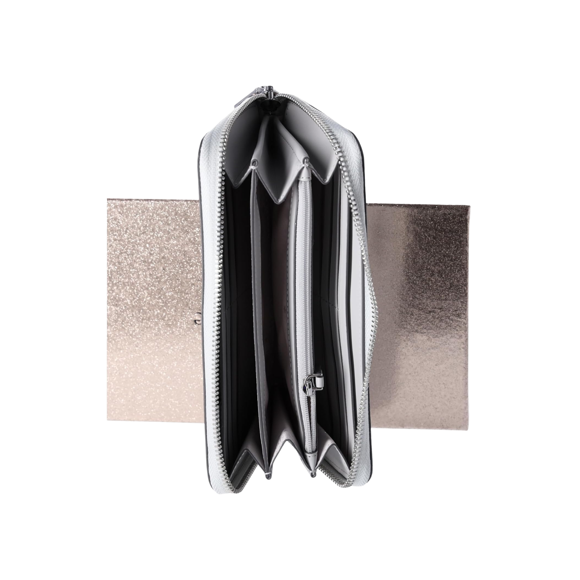 Billetera Kate Spade Grande Larga Plateado Glitter