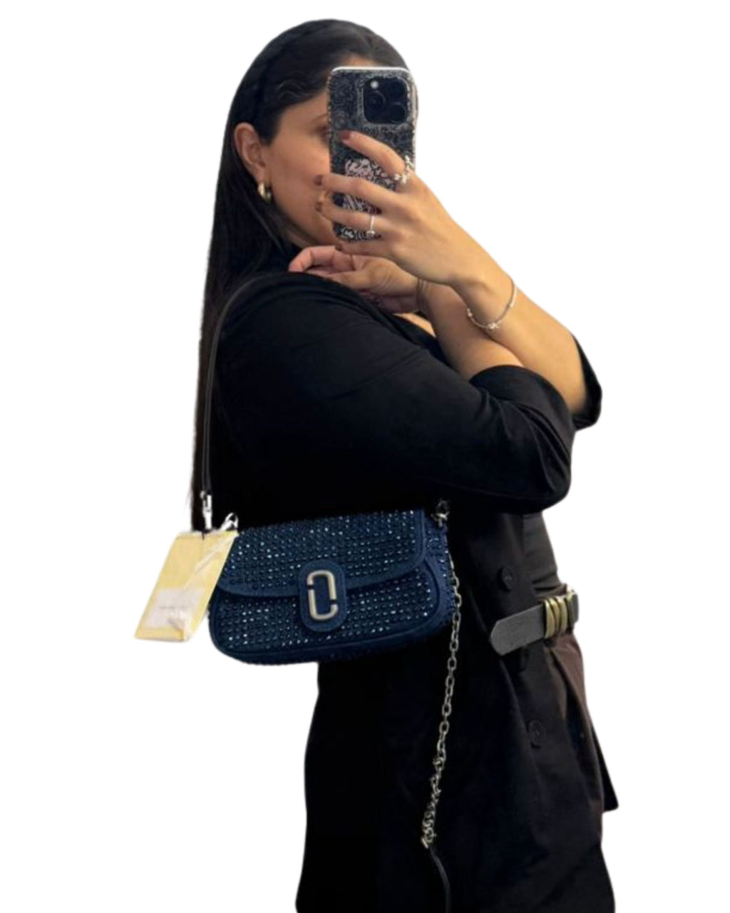 Cartera Marc Jacobs The Clover Denim Cristales Azul