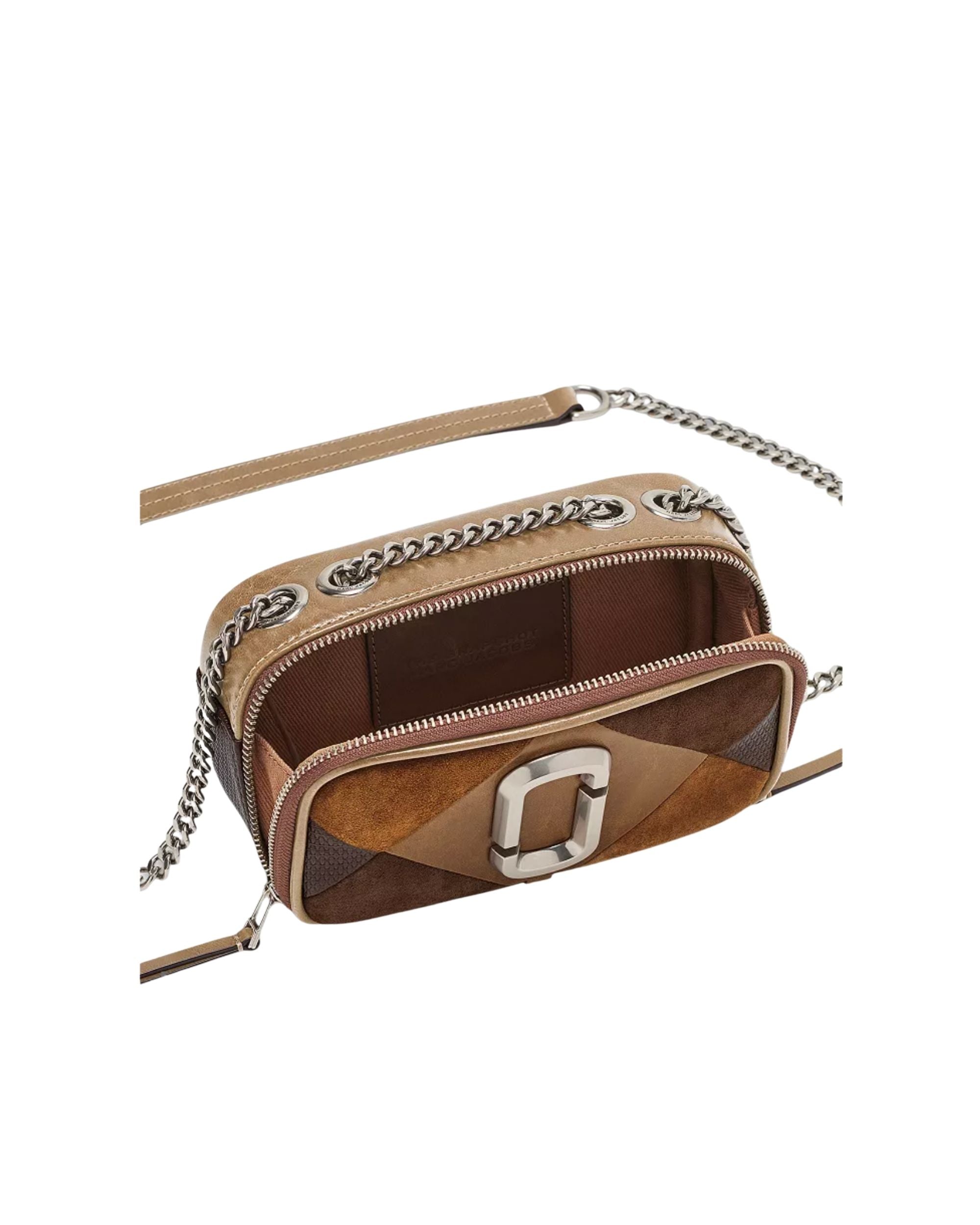 Cartera Marc Jacobs Snapshot Suede Patchwork gamuza cafe