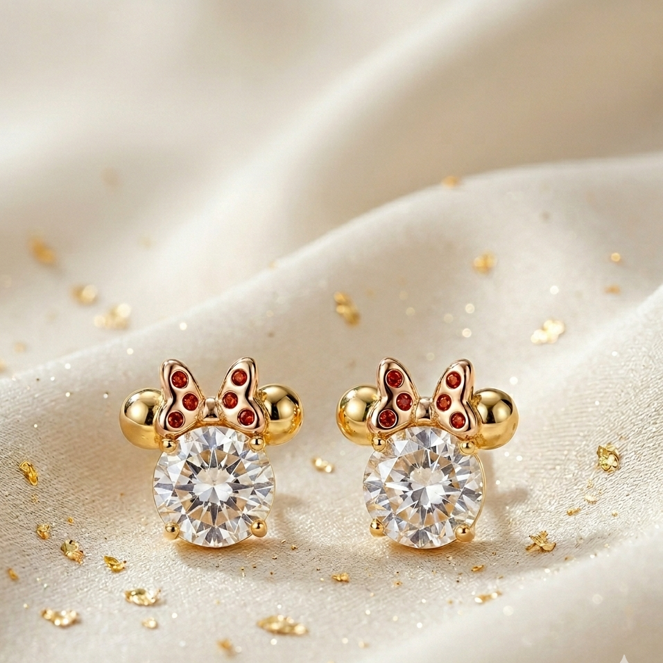 Aros Kate Spade Minnie Circones Transparentes Dorados