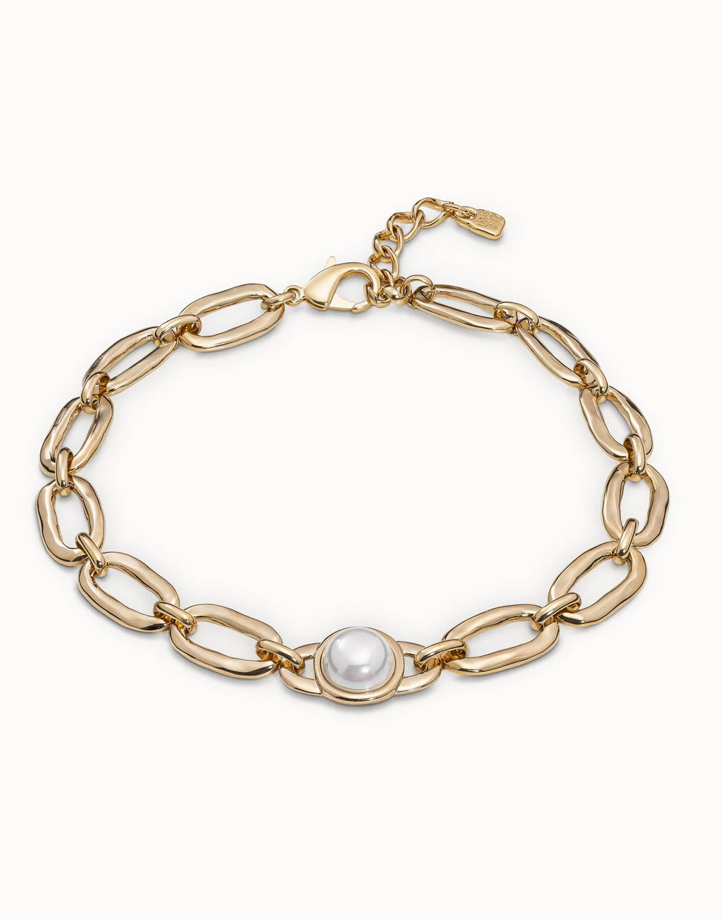 Collar Uno de 50 Ovni bañado en oro de 18k con eslabones ovalados grandes