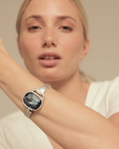 Pulsera Uno de 50 piedra grande azul redonda