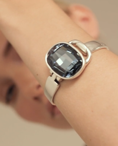 Pulsera Uno de 50 piedra grande azul redonda