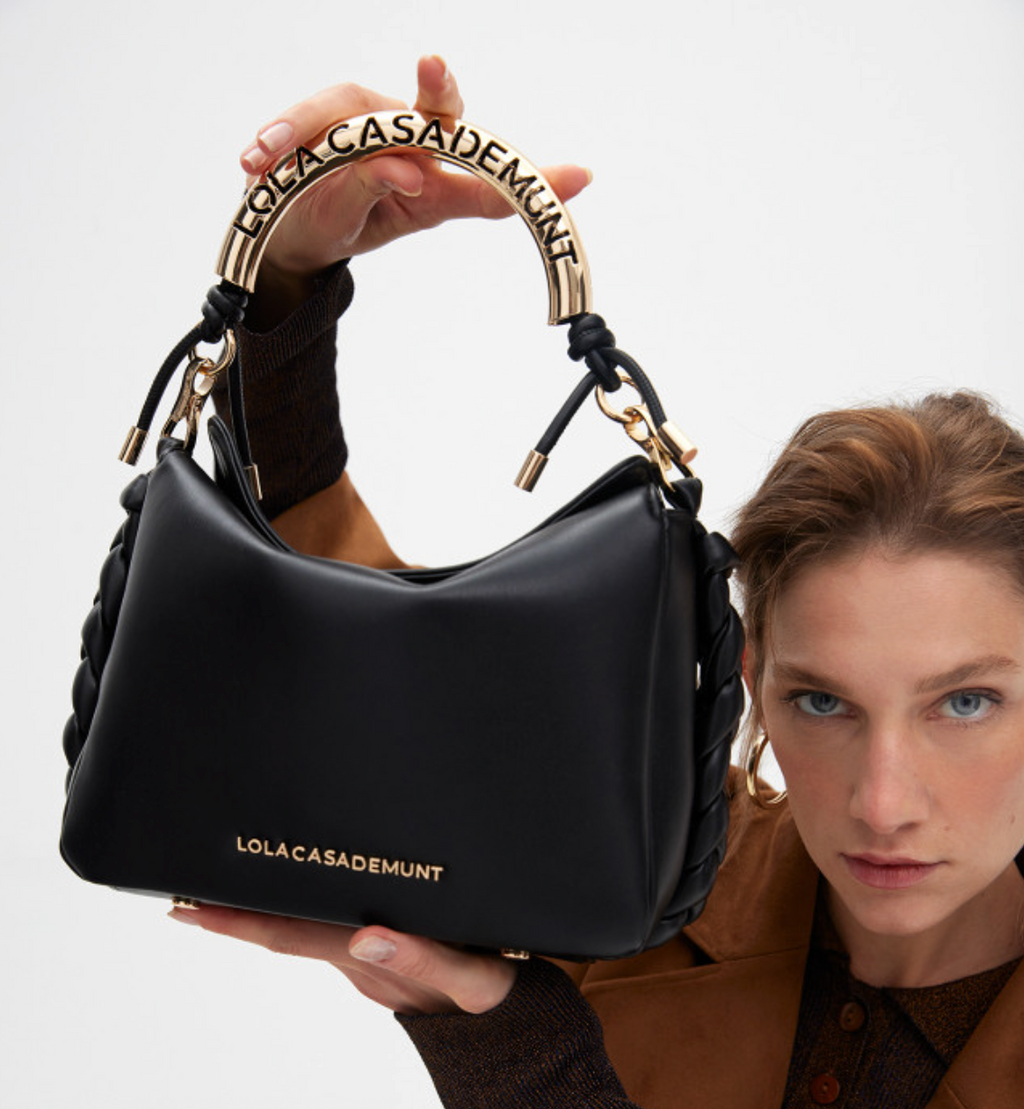 Cartera Lola Casademunt asa metalizada Negro