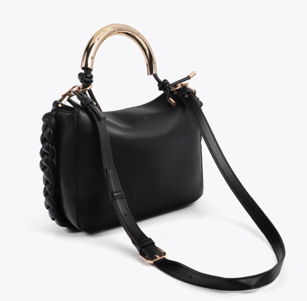 Cartera Lola Casademunt asa metalizada Negro