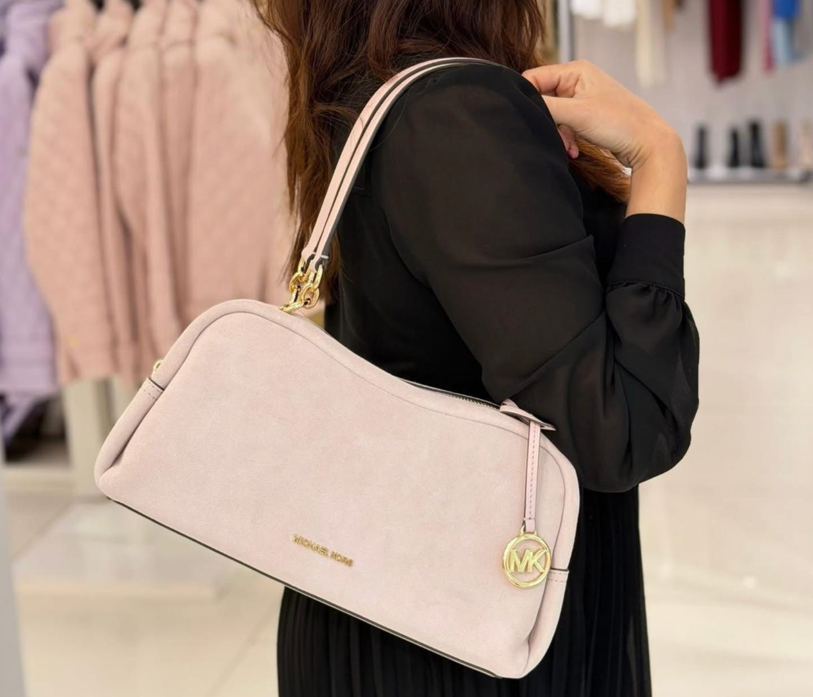Cartera Michael Kors Cecily Gamuza rosa palo
